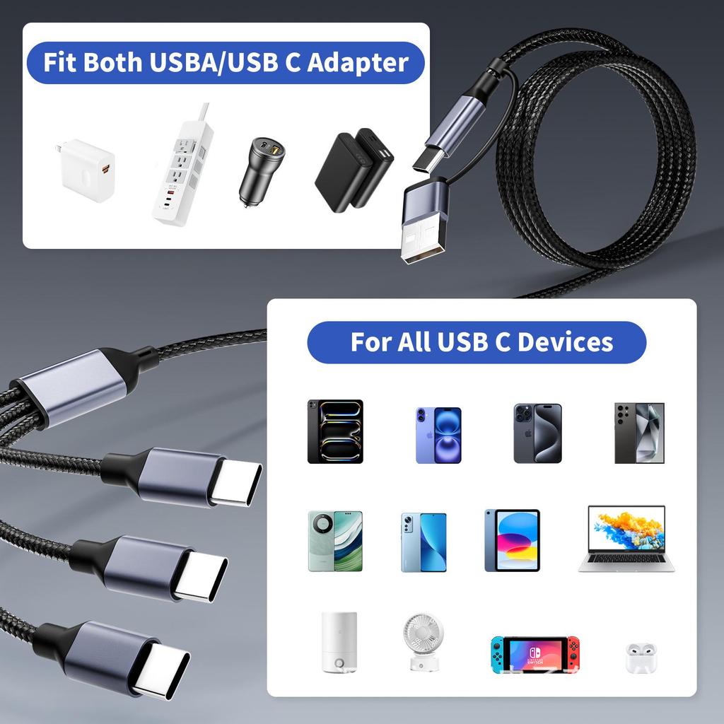 Huawei 2.4A Nylon Braided Cable: Two Drag Three Data Transmission Cable