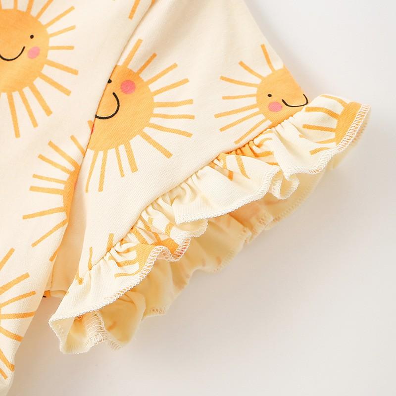 Girls Princess Dress Short Sleeve Cotton Soft Kids 3-8 Years