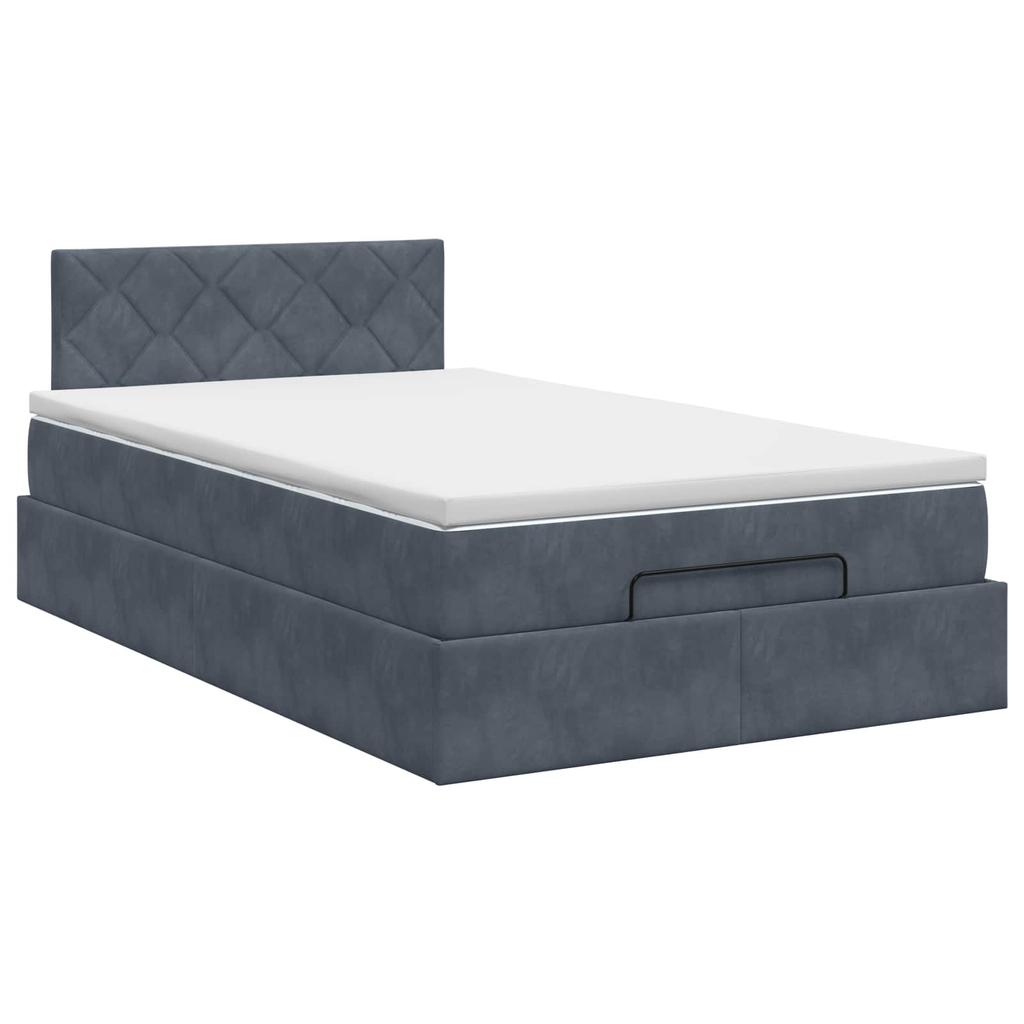 Ottoman Bed with Mattress Dark Grey 120 x 190 cm Velvet
