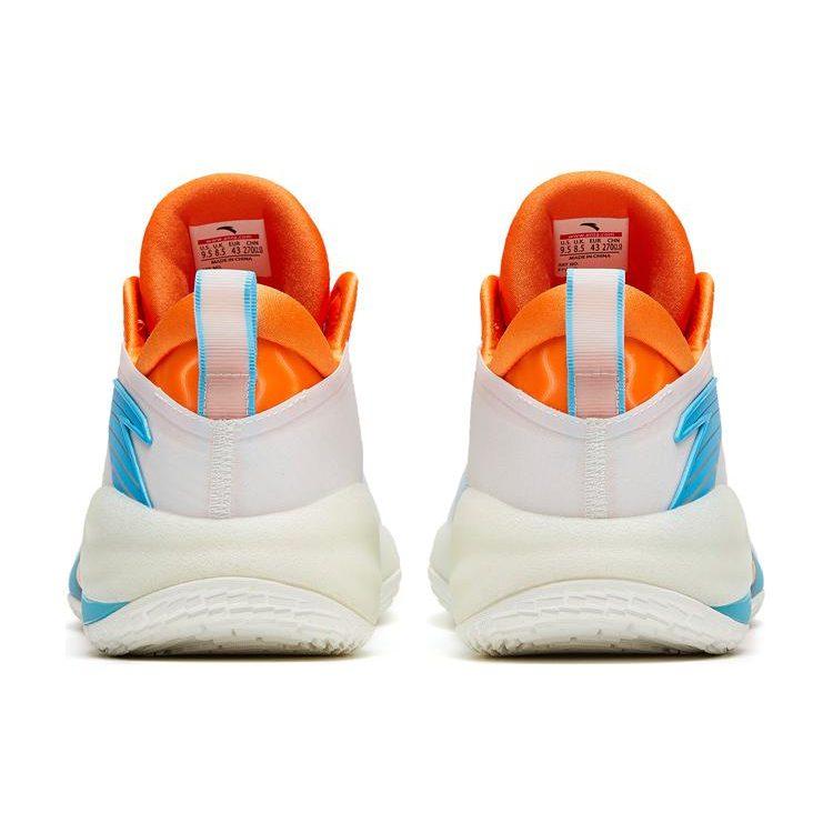 Anta Cement Bubbles 3 Fabric Slip Resistant Abrasion Resistant Low top Basketball Shoes Men's White Blue Orange 112321604-1