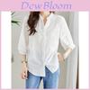 Cotton V Neck Blouse With Embroidery And Lantern Sleeves For Spring Casual Wear