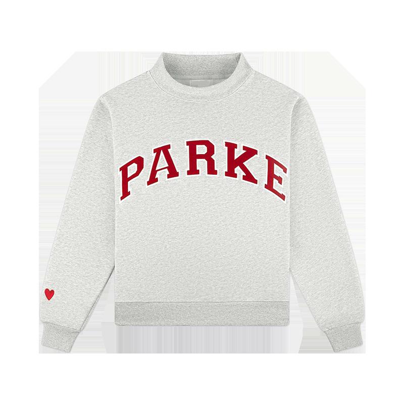 Women's Mock Neck Long Sleeve Loose Fit Streetwear Sweatshirt Letter Embroidery Pullover Top