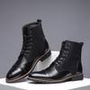 Designer Fashion Casual Boots for Men Big Size Solid Color Lace Autumn Winter Ankle Boots Male Leather Shoes Comfortable