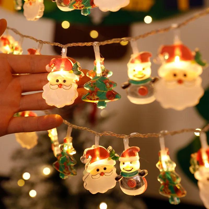 Christmas Decoration Lights – Santa Claus, Snowman, Reindeer, "Merry Christmas", New Year Decorative Supplies, 10-LED