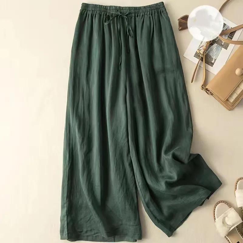 Pants Women Cotton Summer Plus Size Loose Pajama Pants Versatile Casual High-waisted Wide-leg Linen Pants
