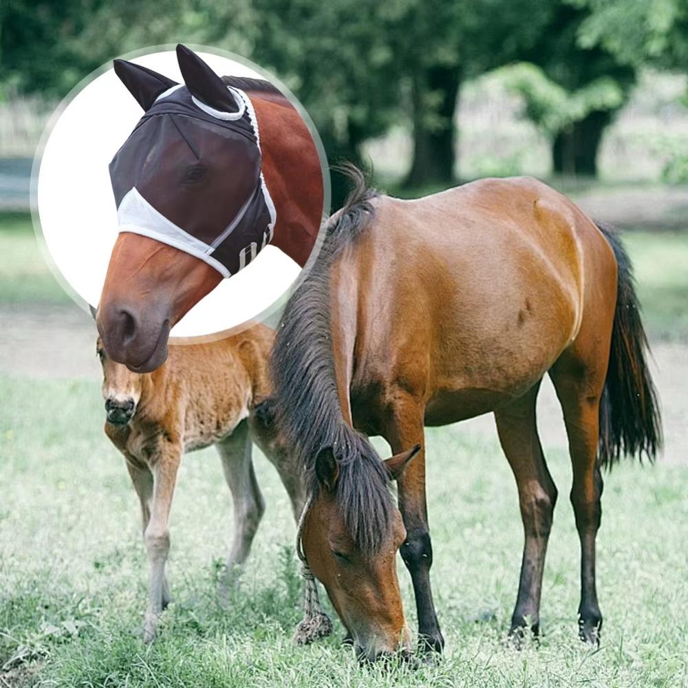 Breathable Horse Fly Mask Adjustable Anti-Flyworms Mask Equestrian Horse Face Cover  Summer Season