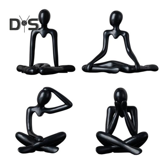 

4 шт. Золота статуя мислителя абстрактне мистецтво скульптура пластикові колекційні фігурки вітальня дисплей полиця домашній офіс декор 4pcs чорний
