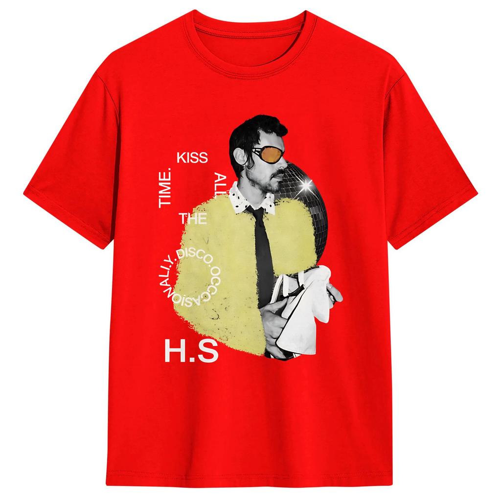 Harry Style Kiss All The Time Disco Occasionally Disco Ball Tour TShirt Summer Cotton T Shirts For Adult Novelty Loose Tshirt