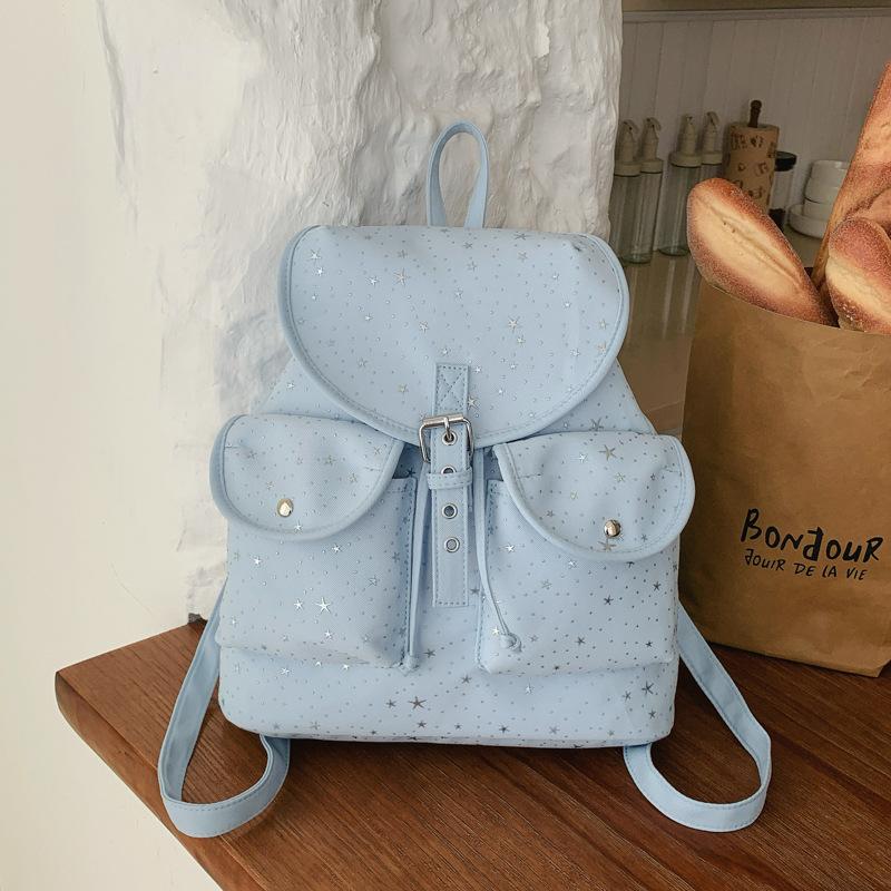 Schoolbag Korean Version of Casual Large-capacity Bag Women's 1011 Spring New Star College Student Backpack Fashion Travel Schoolbag