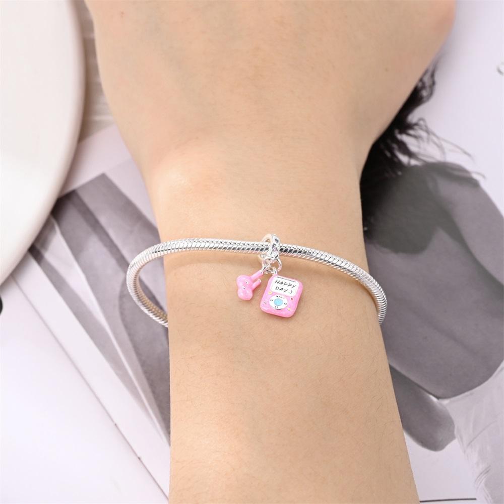 Roze Muziekspeler Bedels Koperen Originele Kralen Passend op Originele Bedelarmband Kralen Sieraden Cadeaus Voor Vrouwen