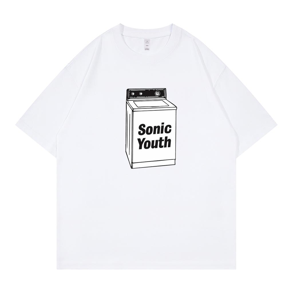 Sonic Youth Youthful Casual Loose Fit Round Neck Short Sleeve Pure Cotton Tshirt Blue Breathable Comfortable Unisex Summer Tee