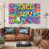 Retro Hippie Peace Sign & Guitar Tapestry, Vibrant Psychedelic Wall Art for Home & Party