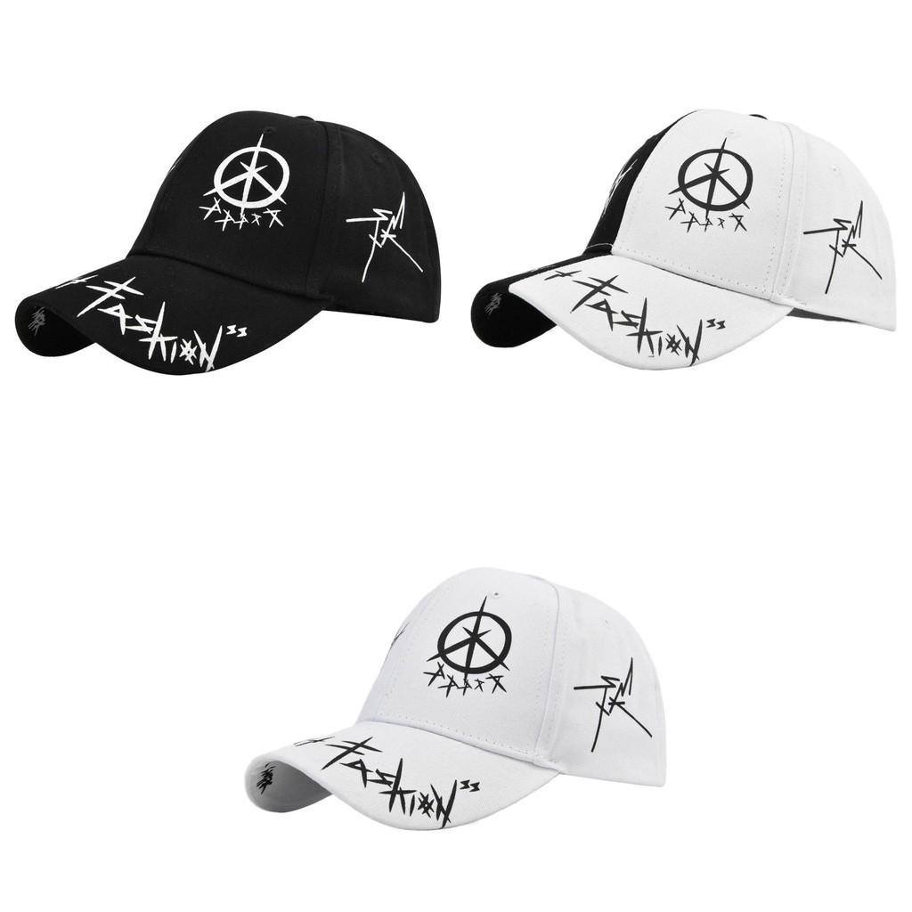 Schwarz-Weiß Genähte Fünfzackige Stern Baseballkappe Bestickte Weite Krempe Entenschnabelkappe