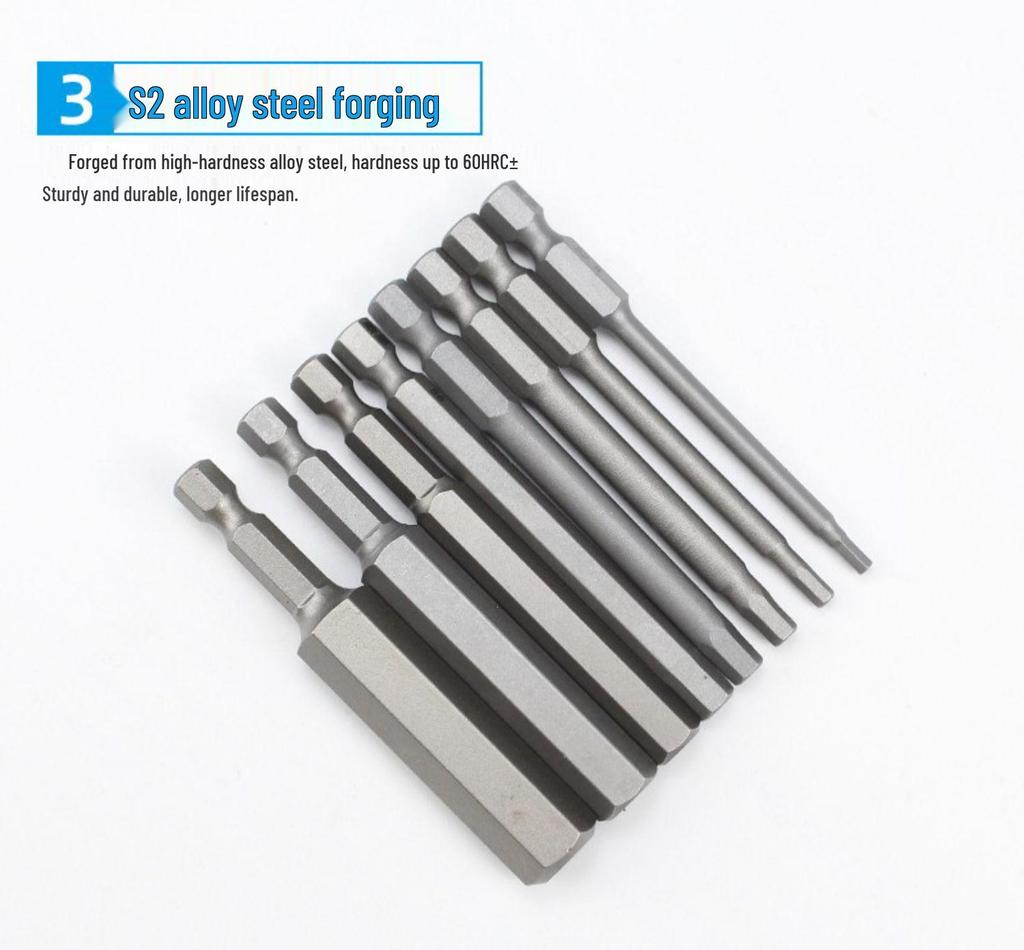 Hexagonal High Hardness S2 Bit Set for Pneumatic & Electric Screwdrivers