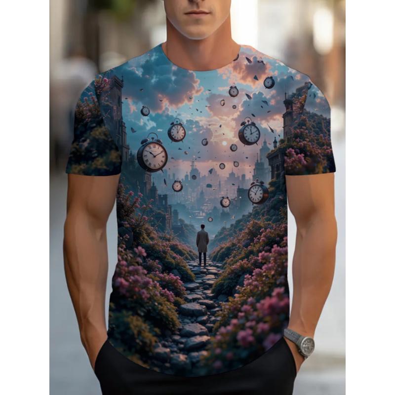 T-shirt da uomo a maniche corte con girocollo e stampa 3D, taglie forti, T-shirt casual estiva