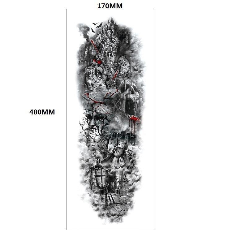 Lion Tiger Head Large Pattern Waterproof Full Arm Tattoo Sticker Flower Arm Large Pattern Water Transfer Wind Sticker