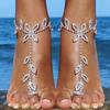 1 Preciosa Cadena de Dedo del Pie con Forma de Hoja de Cristal Artificial, Pulsera de Tobillo Brillante para Novia, Accesorios Descalzos para Playa de Mujer