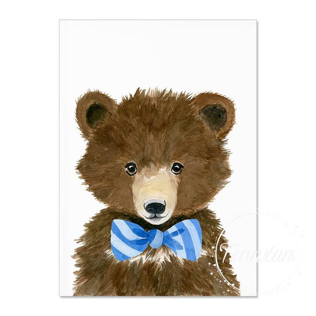 Blue Bow Tie lovely Animal Canvas Painting With Poaters And Prints Wall Art Tiger Picture For Boys Room On The Wall Room Decor No Frame
