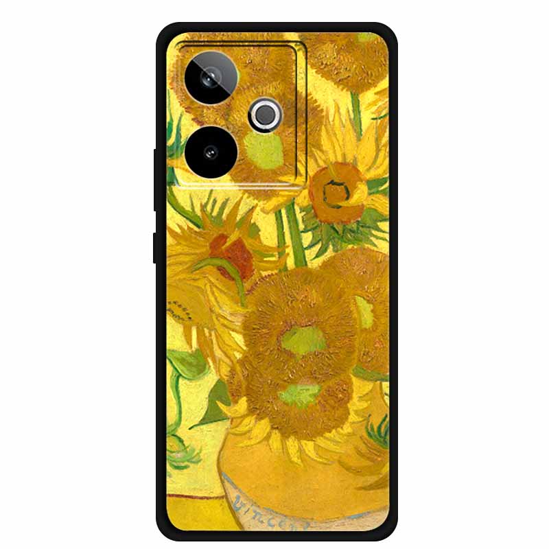 For Realme GT7 3D Relief Phone Case Emboss Flower Back Cover Black Silicone Shockproof Soft Protector 6.8" Realme GT 7T 7 T Capa