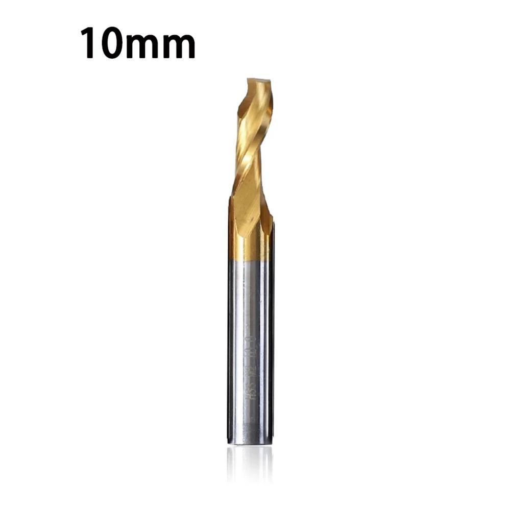 High Speed Steel HSS Coated M2 Single Flute Spiral End Mill Router Bit for Aluminum Copper Alloy uPVC Extrusions 80mm Length