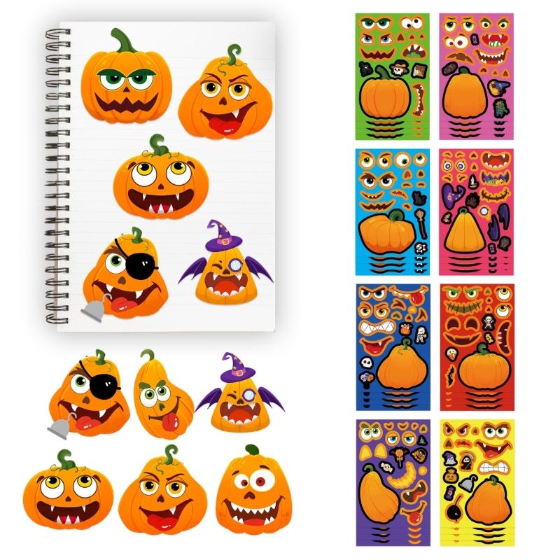 24pcs Creative Halloween Pumpkins Stickers For Tablets Phone Laptop Decoration Reusable PVC Safe For Kids DIY Project