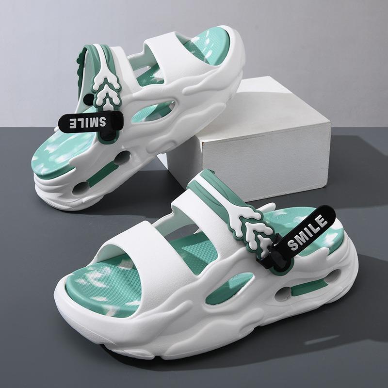 

Men s hole shoes summer thick-soled outer wear cool slippers beach bag head non-slip deodorizing casual slippers women 36-37 білий