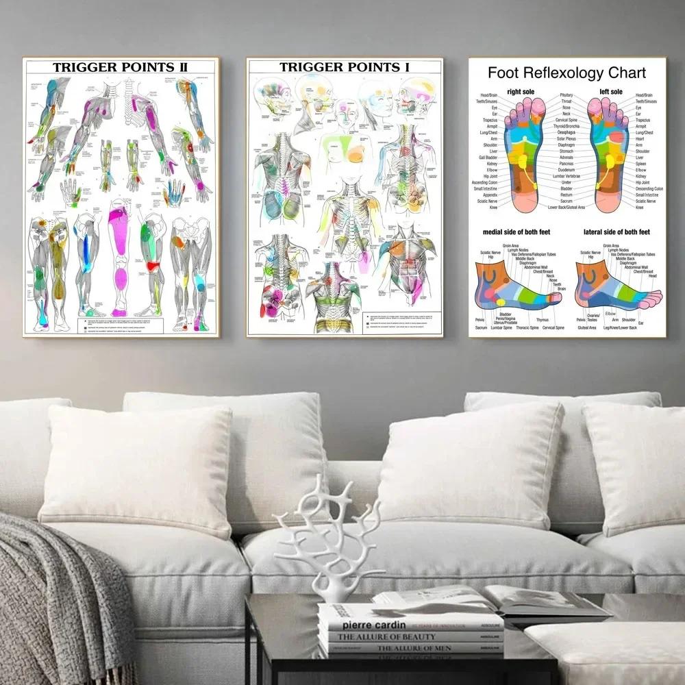 Trigger Points Anatomy Foot Reflexology Chart Study Canvas Painting Poster Prints Wall Art Picture Photo Gift Room Home Decor