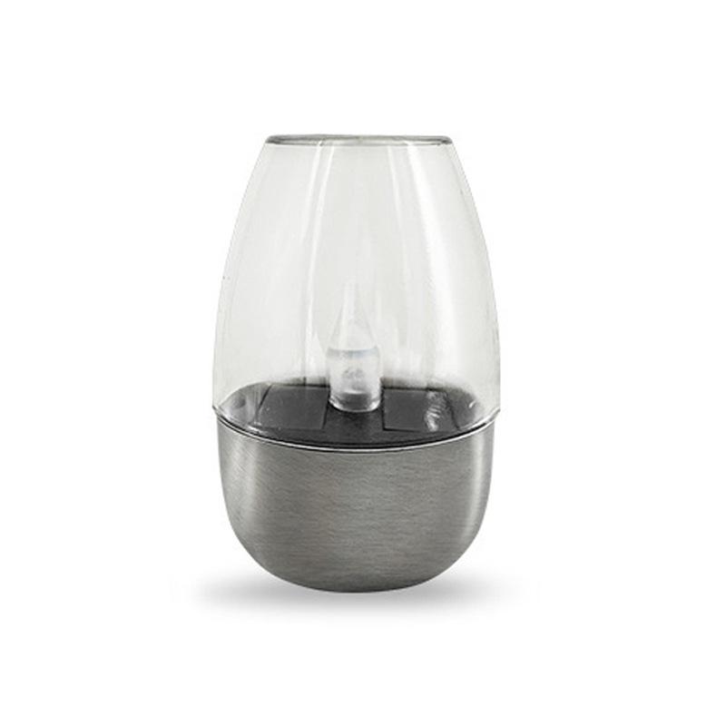 Solar LED Garden Candle Light - Stainless Steel & Glass Lawn Decoration