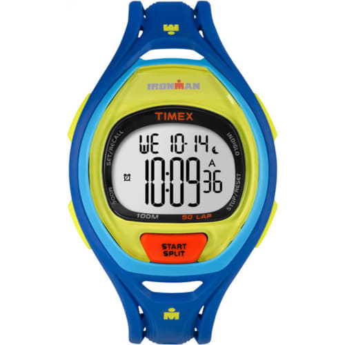 

Timex Ironman Sleek 50 Full-Size Watch, Unisex Blue/Lime Color Block