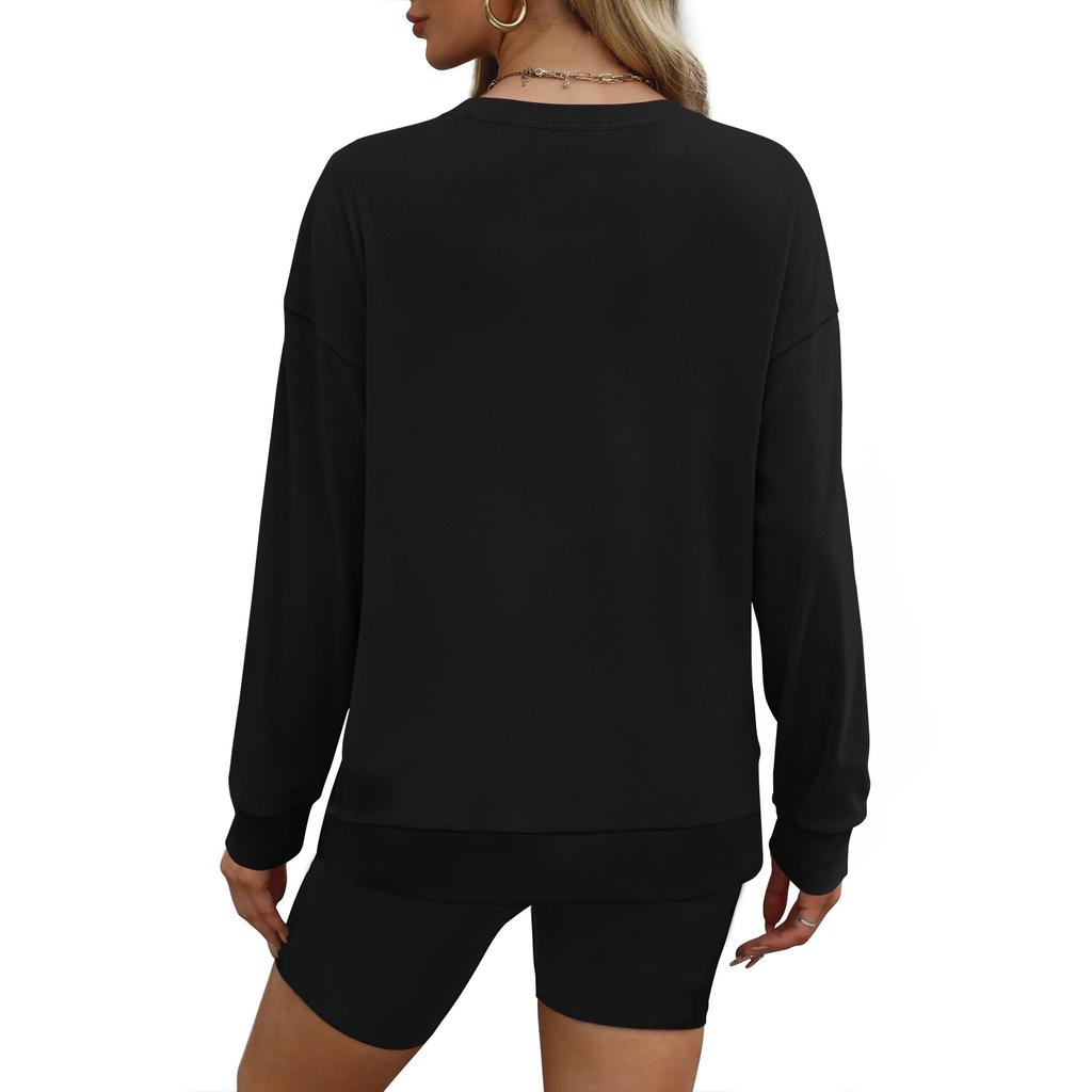 Autumn Women's Long-sleeved Tops T-shirts With Split Hems, Solid Color, Fashionable Women's Sweatshirts