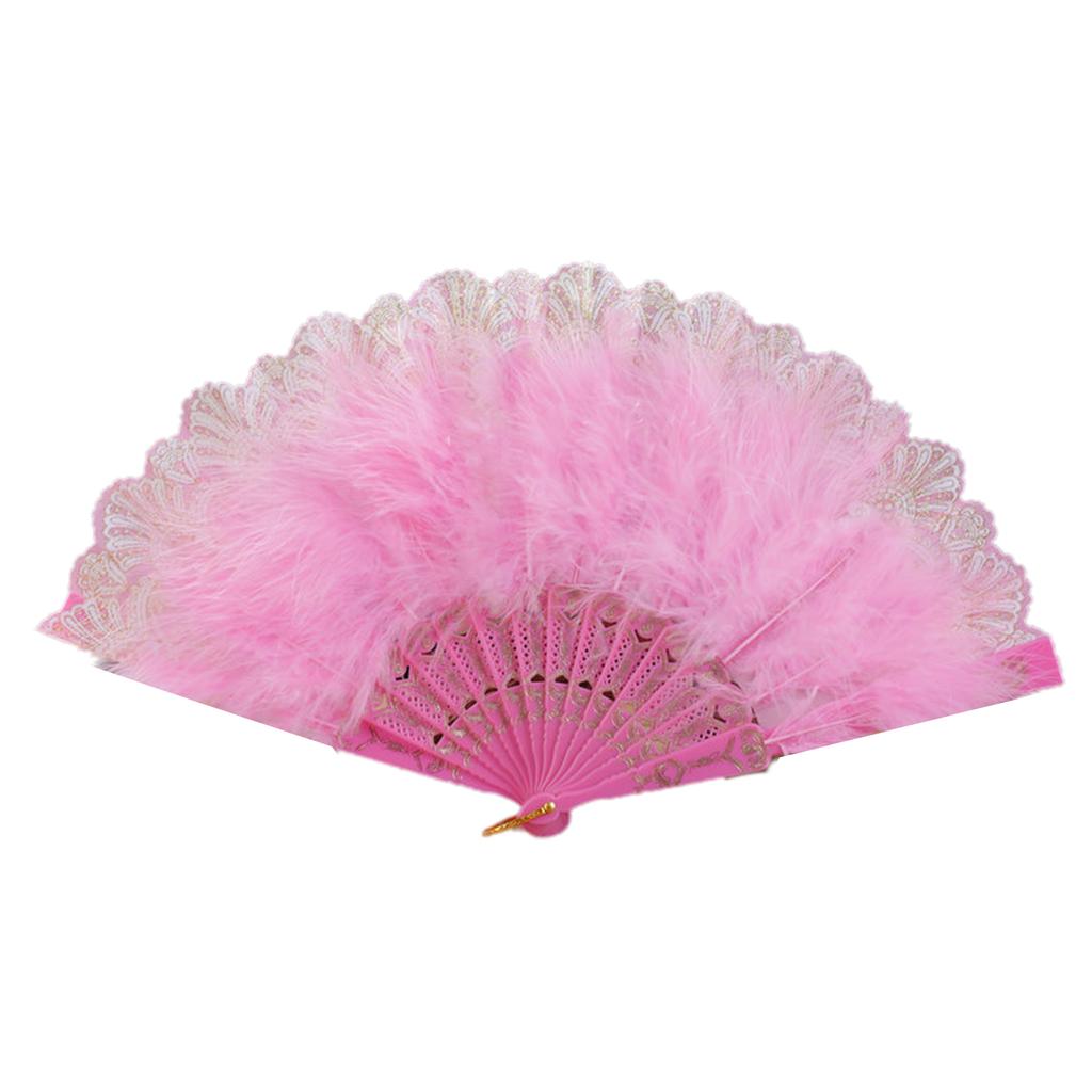 Elegant Lace Feathered Fan for Women 1920s Vintage Styles Flapper Folding Handheld Hand Fan for Cosplay Parties Event