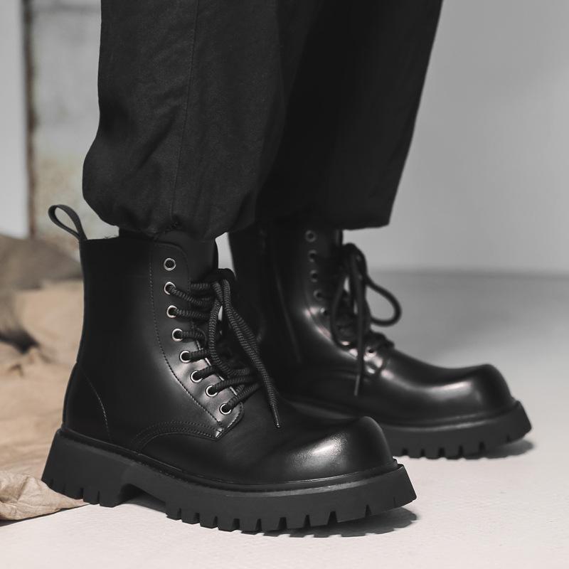 

Ботинки Мартин на толстой подошве Мужские высокие осенне-зимние американские рабочие ботинки Флисовые внутренние ботинки на платформе 32055-J 38 чёрный