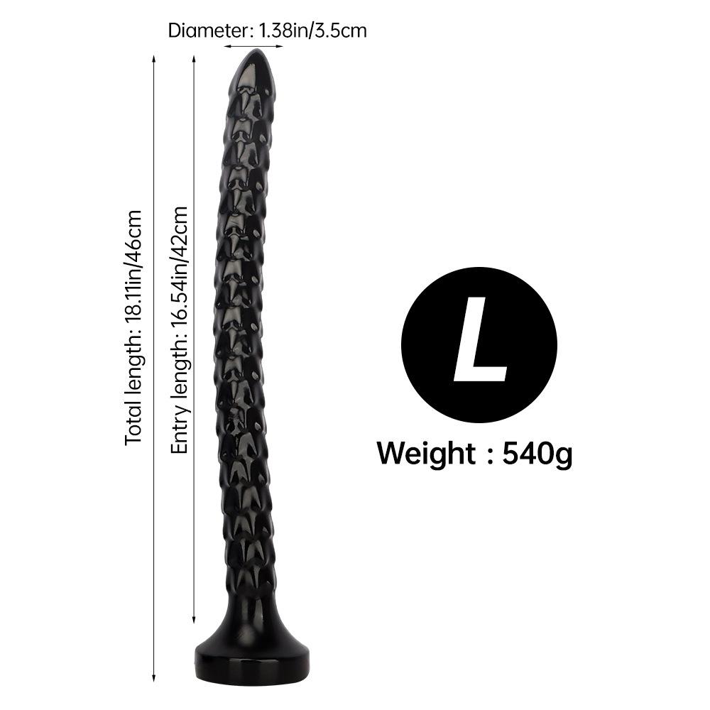 46cm Black PVC Extra Long Anal Plug Dilator Masturbator Sex Toy for Men and Women Dildo Big Dick Realistic Penis