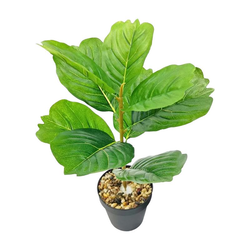 Desktop Rubber Tree & Aspidistra Potted Plant - Bionic Green Landscape Ornament