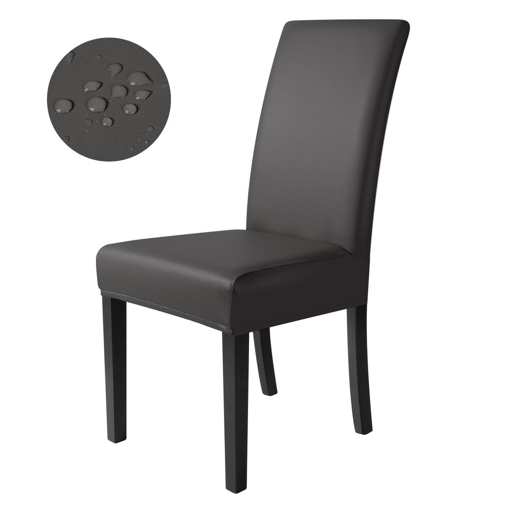 1/2/4PCS PU Leather Waterproof Chair Covers Solid Stretchy Chair Seat Cover Protector Dining Room Restaurant Kitchen Chair Case