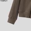 INCERUN Men Lapel Long Sleeve Double Breasted Casual Ribbed Knitted Jackets Coats