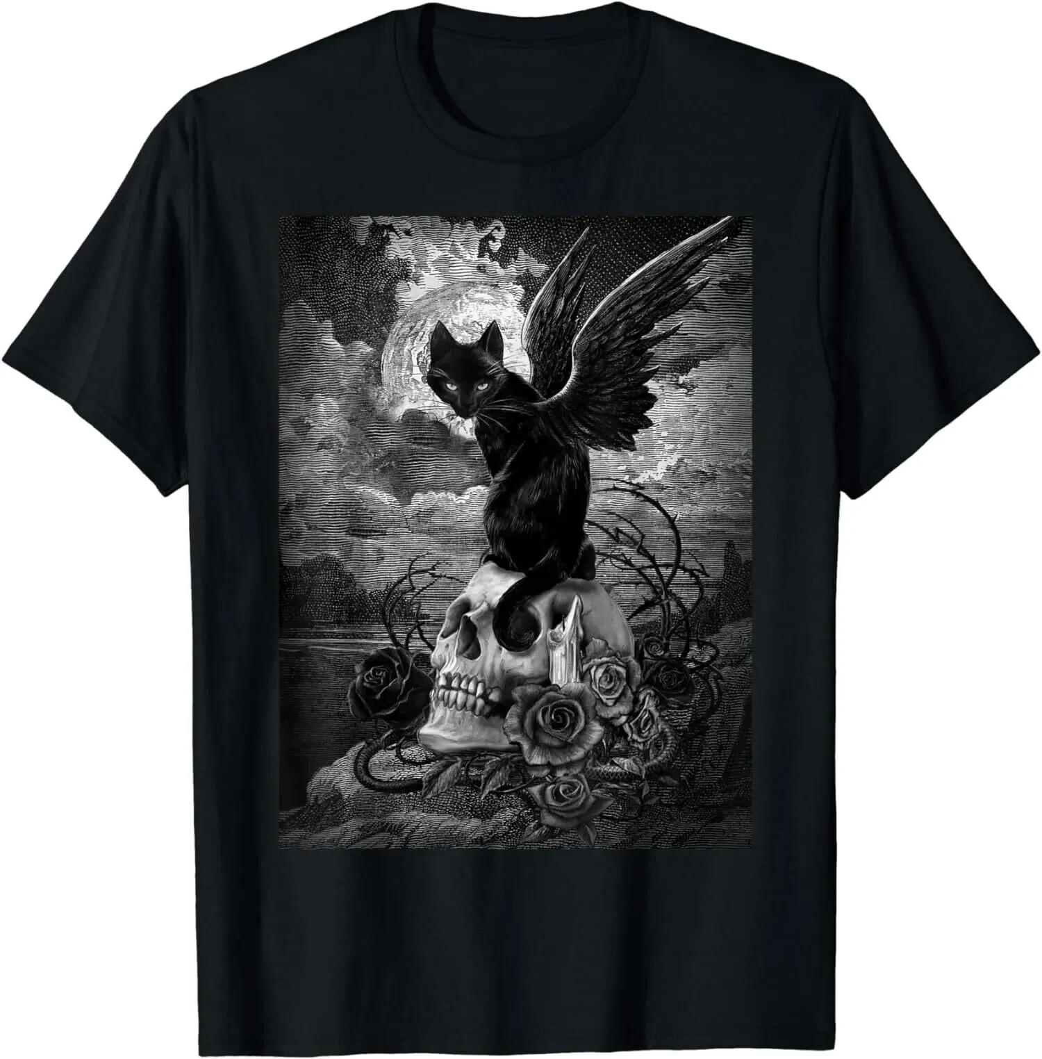 NEW LIMITED Evil Cat Bat Skull Wicca Gothic Goth Witch T-Shirt S-5XL S разноцветный
