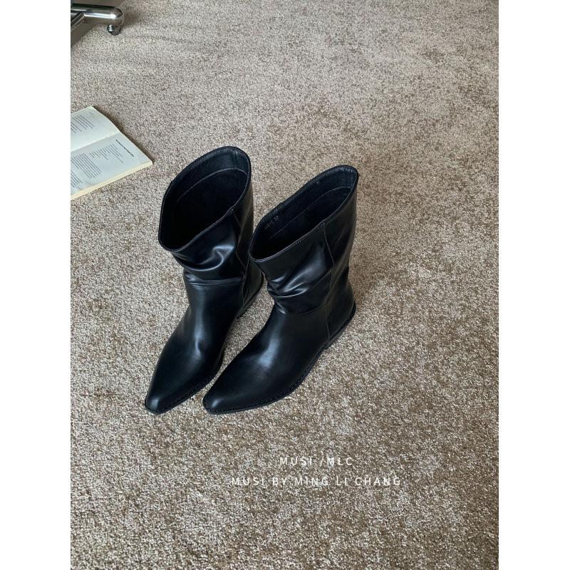 High Heel Brown Maillard Pile Medium Knight Boots Women's Boots 2025 Fall/Winter Pointed Skinny Martin Boots