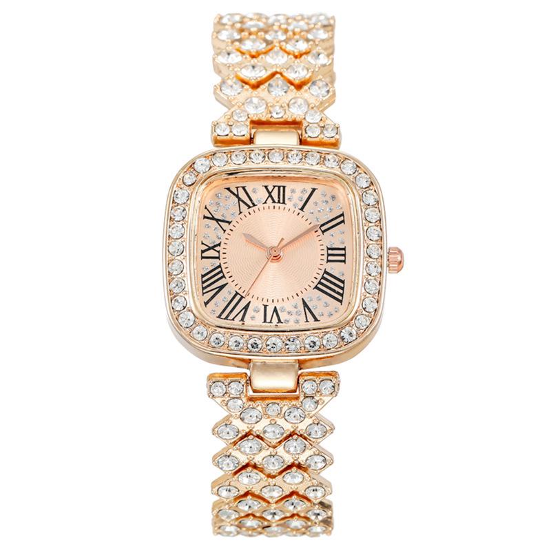 Starry Sky Square Diamond Studded Women's Fashion Watch with Bracelet Style