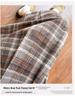Women's High-Waist A-Line Woolen Plaid Skirt - Mid-Length, Pleated, Slimming, Elastic Waist