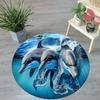 Dolphin Print Round Area Rug Non Slip Floor Mat Living Room Hotel Decor Ocean Theme Home Carpet
