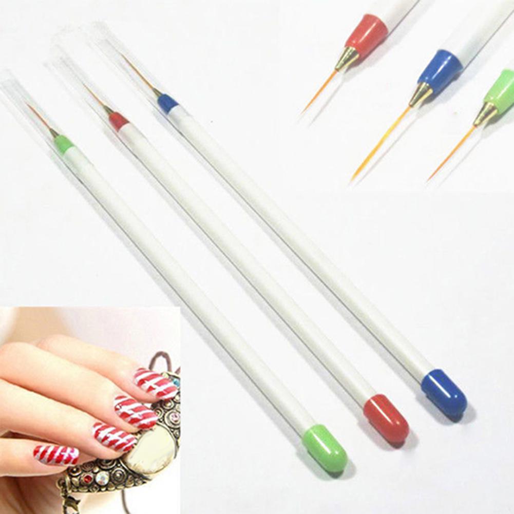 3 pièces/ensemble Nail Art Fine Liner Design détail décor peinture dessin stylo bricolage brosse