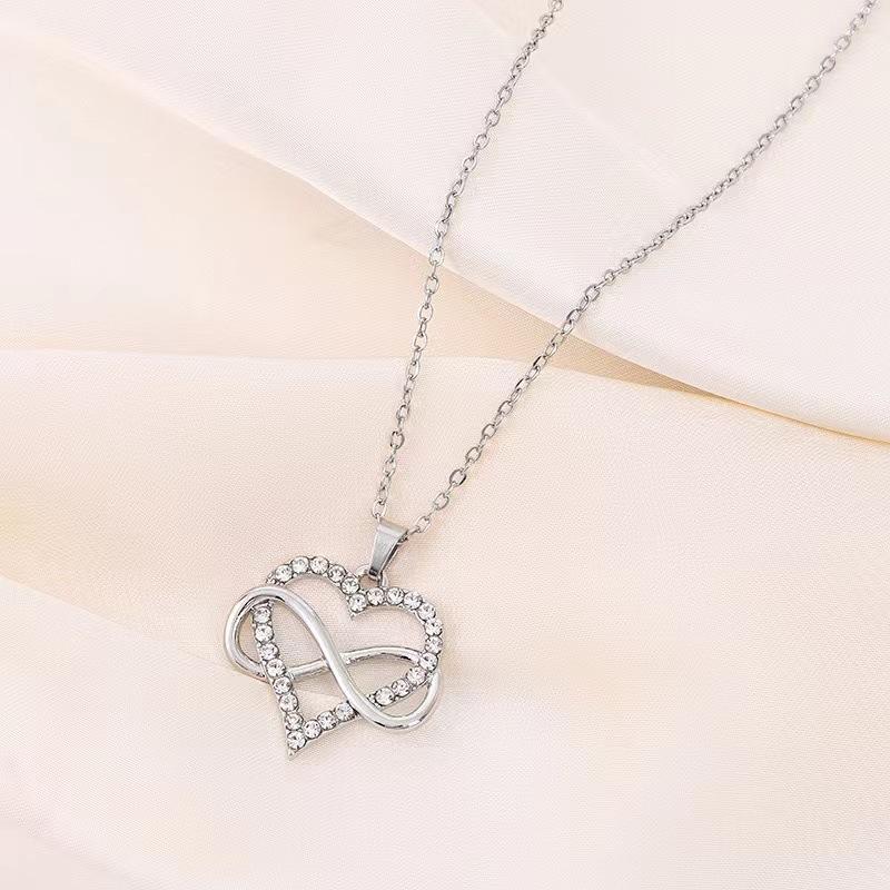 Unendliche Liebe Diamant Herz Anhänger Halskette Für Frauen Minimalistisches Design Zarte Schlüsselbein Kette