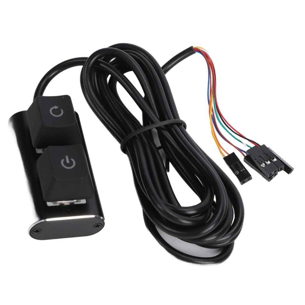 Desktop Computer Power Switch ON Off Reset PC External Power Supply Switch with 7 Color LED Lights 2m Cable