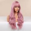 BLONDE UNICORN 24 Inch Pink Long Wavy Curly Hair With Bangs Elegant and Fashionable Synthetic Wig For Ladies