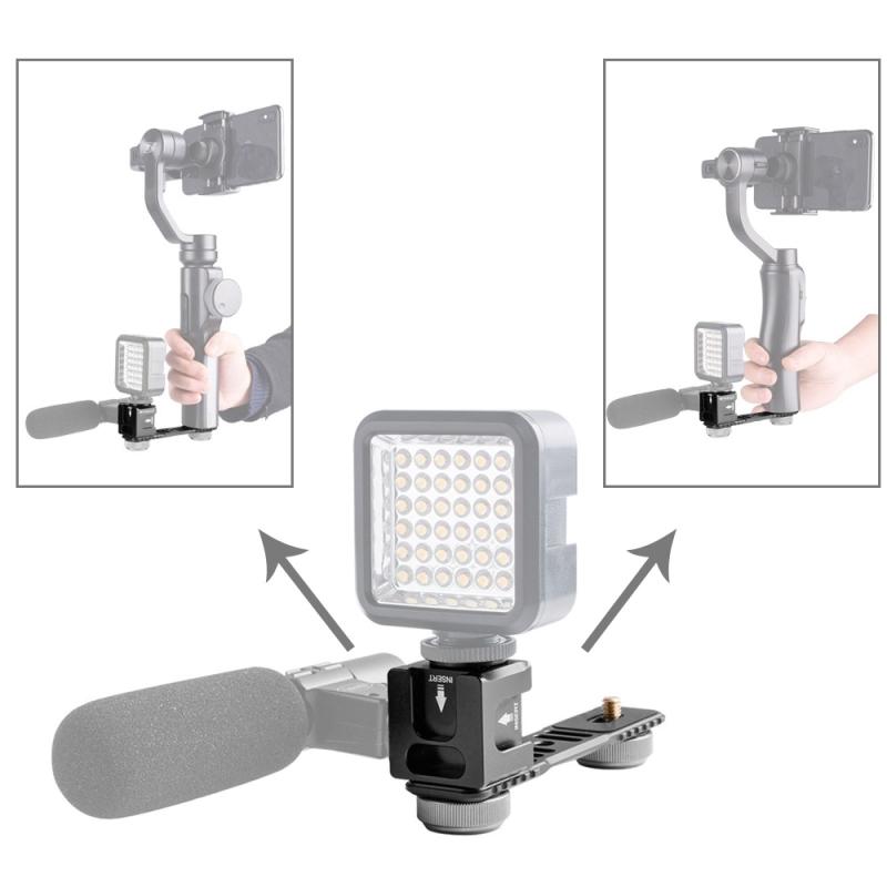 4-Head Cold Hot Shoe Mount Adapter Microphone H Light Aluminum Alloy Extension Bracket for Mobile 2/Smooth 4 Gimbal