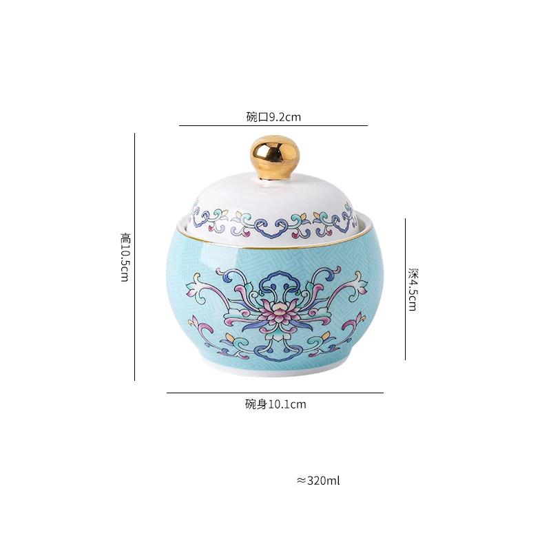Retro Court Style Ceramic Soup Bowl Light Luxury Restaurant Dessert Yogurt Cup Delicious Dishes Soup Bowls Household Tableware