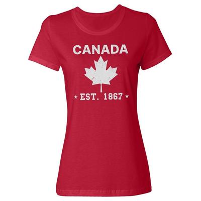 Den Kanady - Kanada Založeno 1867 Design Javorového listu Dámské Tričko s kulatým výstřihem Unisex Tričko