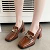Fashion New Style Square High Heels Loafers Women Autumn Chunky Platform Pumps Woman Slip On Black Luxury Shoes Mary Janes Zapatos Mujer