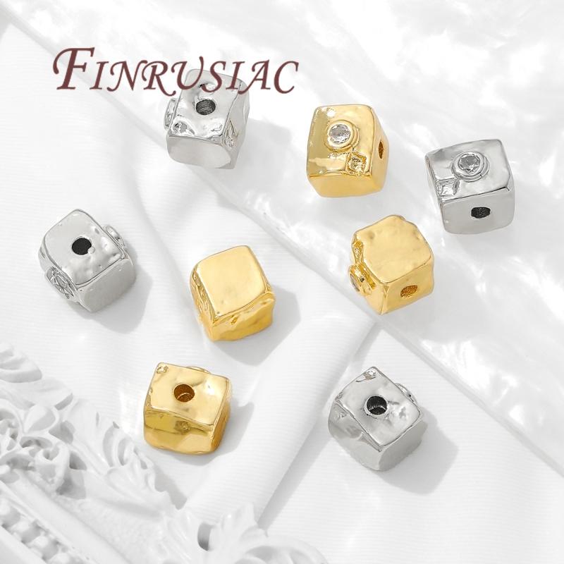 8mm Čtvercové Distanční Korálky Náramky Pozlacené 18K Zlatem, Oddělovač Korálků, Šperky pro Náhrdelníky